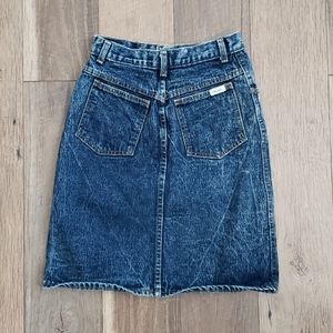 Bon Jour Vintage Pencil Skirt Acid Washed